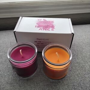 PartyLite Vibrant Candle Duo - Purple and Orange,  NWT